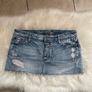 American Eagle Outfitters Light Blue Distressed Mini Skirt